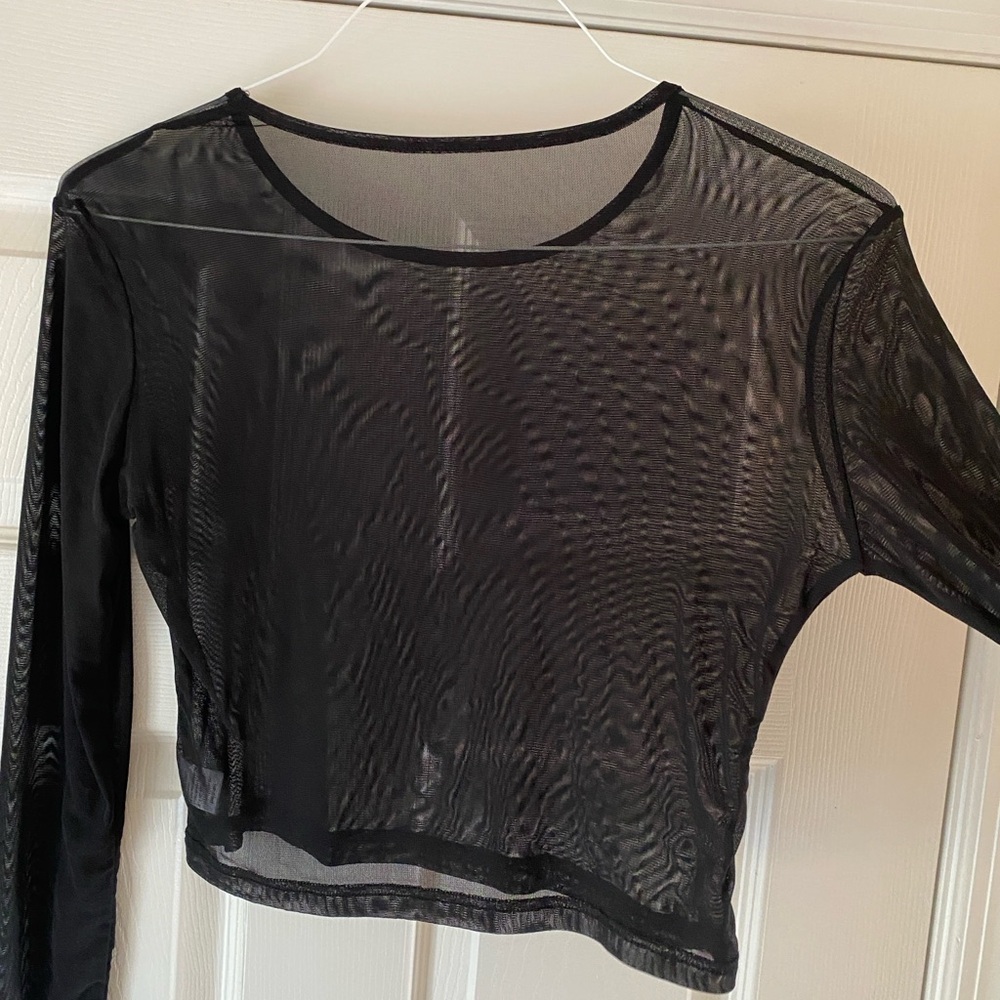 Black Sheer Long Sleeve Top